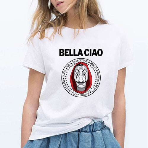 Money Heis Fashion BELLA CIAO T-Shirt Cute Kawaii La Casa De Papel T shirts Women Casual T Shirt Casual House of Paper Tshirt