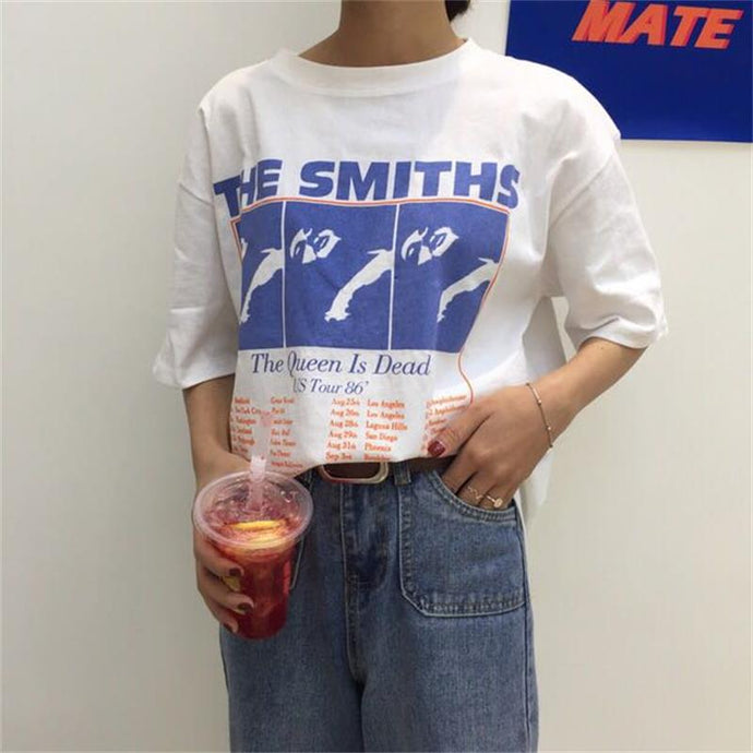 Casual Loose The Smiths Tshirt Female Korean Harajuku Women's T-shirts Tops Japanese Kawaii Ladies Ulzzang Clothes For Women